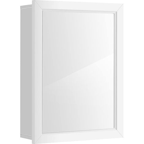 COSTWAY Armoire Murale Salle de Bain avec Miroir Armoire à Pharmacie avec Etagère à Hauteur Réglable 51 x 16 x 66,5 CM Blanc (1/5)