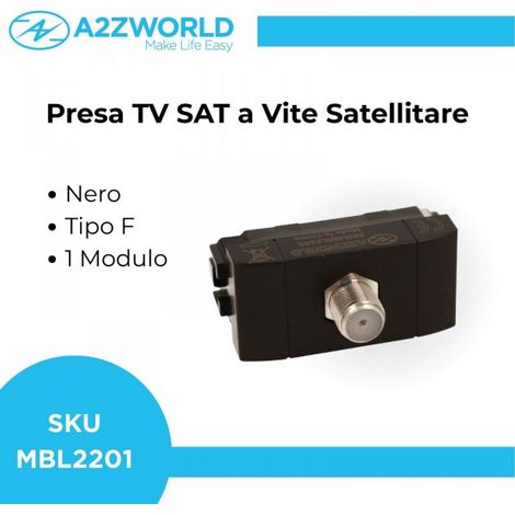 Presa TV SAT A Vite Satellitare Tipo F MBL Nero 1M Compatibile Bticino Living International BLN2252