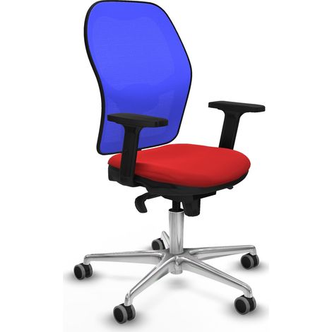 Jorquera sincro malla azul similpiel rojo brazos 2D base aluminio ruedas 65mm engomada (1/5)
