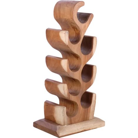 Porte bouteille en bois de suar massif H.77 cm – 8 espaces de rangement – Design élégant pour salon, cave ou bureau – Meubletmoi (1/5)