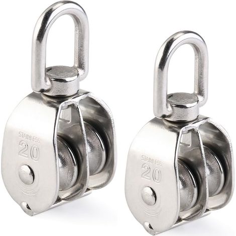 Bloc de poulie double 2 pièces en acier inoxydable 304 bloc de poulie double pivotant (1/5)