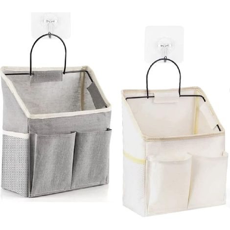 2 Stück hängende Aufbewahrungstasche, wandmontierte Aufbewahrungstasche mit Taschen, Wandbehang-Organizer mit Haken, Heim-Aufbewahrungs-Organizer