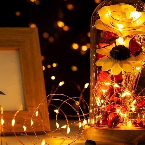 Guirlande Lumineuse LED, Fil de Cuivre USB Guirlande Lumineuse DIY 100 LEDs 32.8ft Guirlande Lumineuse Étoilée pour Chambre, Noël, Fêtes, Mariage, Centre de Table, Décoration (1/5)