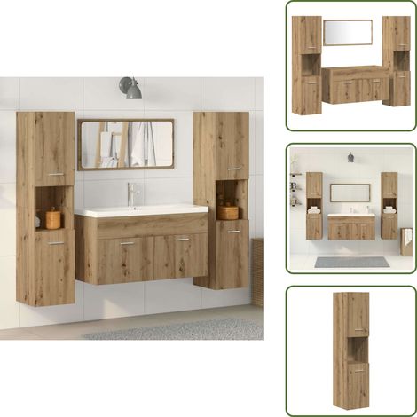 Muebles de baño de ingeniería - vidaXL Juego de muebles baño 4 piezas madera ingeniería roble artisan - Muebles de baño para baño