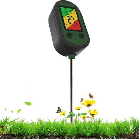 Analizador digital de suelo 5 en 1: medidor de pH, medidor de humedad de plantas, medidor de temperatura, medidor de intensidad de luz solar, medidor de análisis, alarma, monitor de acidez del suelo. (1/5)