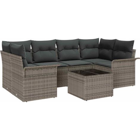 Maison Exclusive - Conjunto de sofá de jardín 7 uds. 6 plaza Gris (1/5)