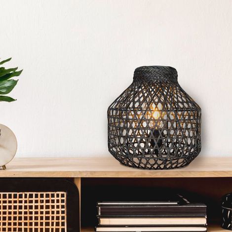 Lampe de table déco en bambou gris E27 lampe à poser compatible LED (1/3)