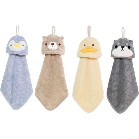 de 4 serviettes absorbantes pour les mains avec trou de