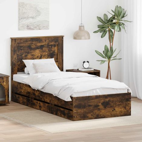 Bettrahmen Geräucherte Eiche 90 x 200 cm Ingenieurs Holz