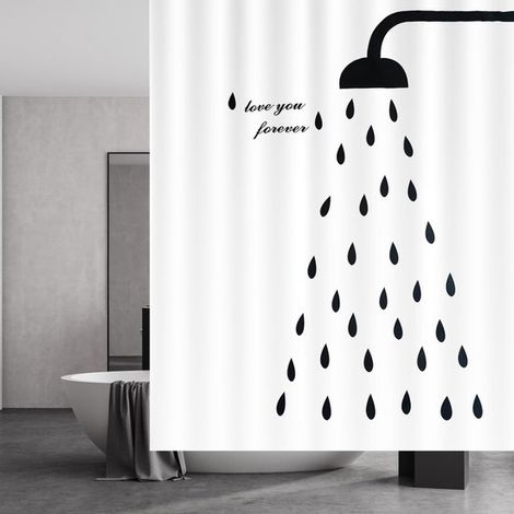 Cortina de ducha impermeable de 180 x 200 cm - Resistente al moho y lavable con 11 anillas (1/5)