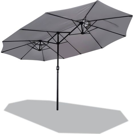 VOUNOT® Doppelsonnenschirm mit kurbel, Marktschirm, 460 x 270 cm, Grau