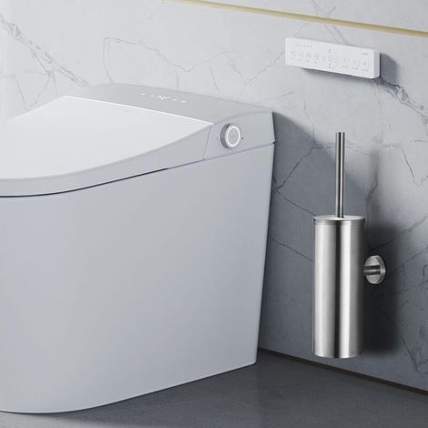 ALLIANDISBrosse WC murale avec support pour salle de bain en acier inoxydable et nickel brossé (1/3)