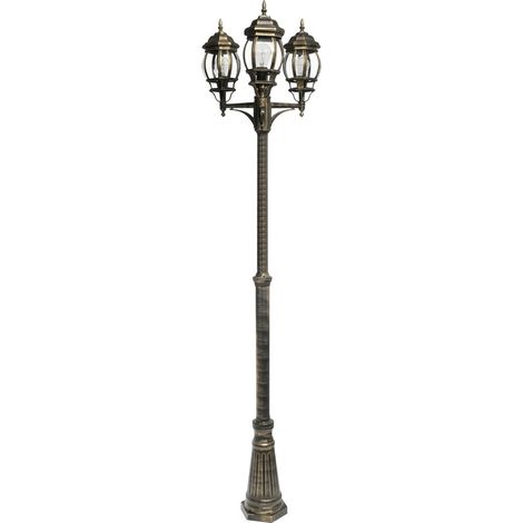 Caelum aluminium straßenlampe 3xe27 schwarz/gold ip45 228x55x55 cm