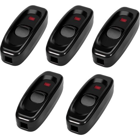 Inline-Ein-/Ausschalter für Tisch- und Schreibtischlampen, 250 V, 10 A, Kabel mit LED-Anzeige, schwarz (1/5)