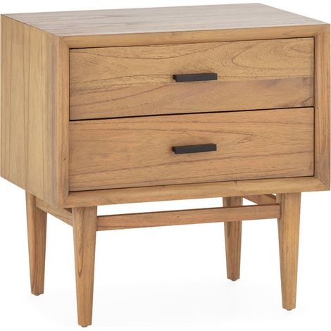 Table de chevet vintage en bois de cèdre - brun miel et noir (1/5)