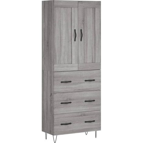 Buffet haut Meuble de rangement Sonoma gris 69,5x34x180 cm Bois d'ingénierie (1/5)
