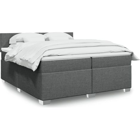 Boxspringbett mit Matratze Dunkelgrau 200x200 cm Stoff
