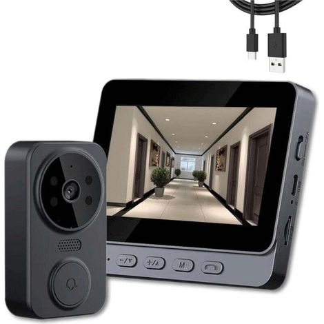 Sonnette vidéo extérieure avec moniteur - Communication bidirectionnelle - Captures d'images HD - Connexion Bluetooth - Batterie longue durée - Installation facile