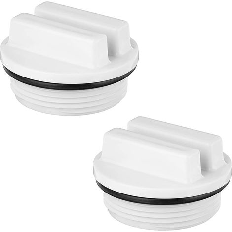 Bouchon de bouchage universel fileté 1,5 pouce pour ligne de refoulement de piscine/spa (hivernage) et bouchon de vidange pour filtre de piscine — Blanc, lot de 2