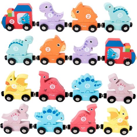 Train magnétique des chiffres, jeu de train numérique, jouet éducatif avec des voitures et des animaux pour développer la