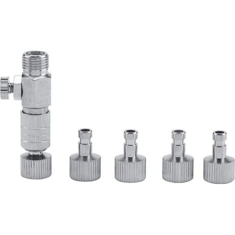 Airbrush Adapter Set Airbrush Quick Disconnect Fitting Adapter for Air Compressor and Airbrush Hose with 4 Fittings 1/8 Piece Male and Female Fittings (1/5)