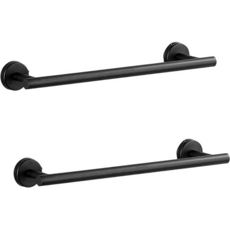 2PCS Barre Porte-Serviettes, Acier Inoxydable Porte Serviette Salle de Bain, Montage Mural, Peinture Noire (1/5)