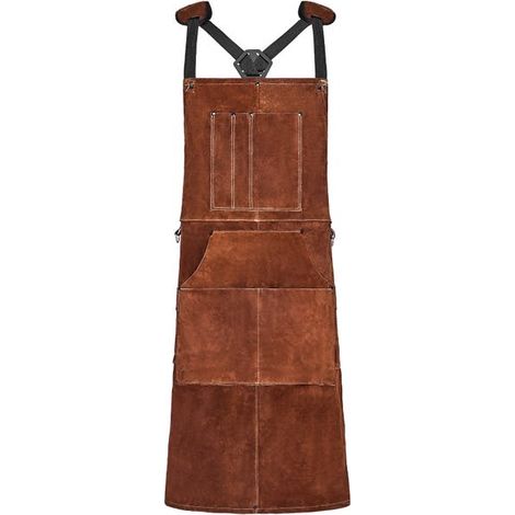 Tablier Soudage Cuir Vachette,VEVOR Résistant Flammes & Chaleur,6 Poches,Protection Étincelles,Hommes/Femmes,Travail Bois,Jardinage,Barbecue (1/5)