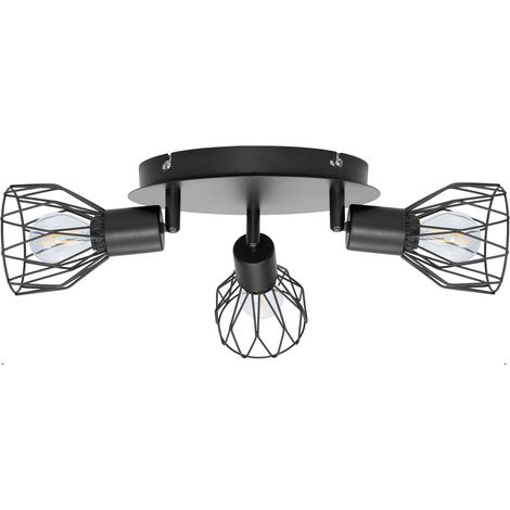Plafonnier en métal 3 spots, E12, 110V, 9,19 x 9,30 cm, noir (1/5)
