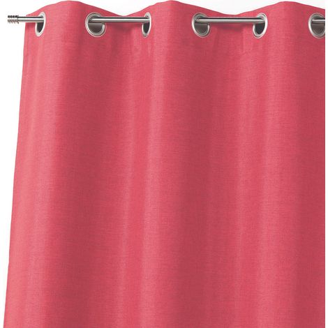 Rideau uni en toile aspect naturel Rouge 140x260 cm
