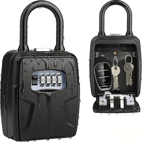 Boîte à Clé avec Crochet, Key Lock Box avec Code à 4 Chiffres, Extérieur Étanche Métal Boîte à Clé Sécurisée, Combinaison Clés Stockage Boîte de Verrouillage, pour Maison Garage à L'école (1/5)