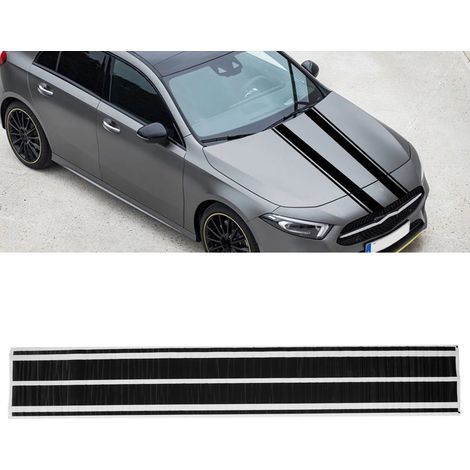 Dekorativer Rennstreifenaufkleber für die Motorhaube (Art.-Nr.: D-702) Schwarz (1/5)