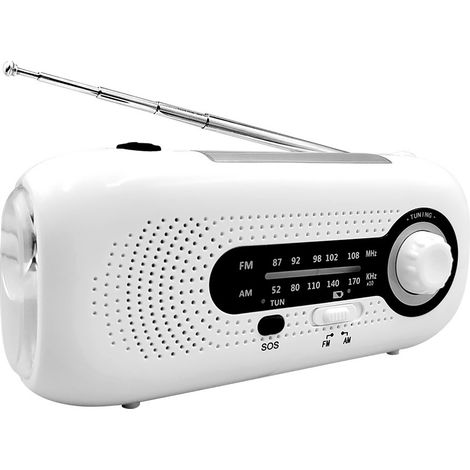 Radio solaire AM/FM, manivelle, chargeur de téléphone, idéale pour le camping et les situations d'urgence, compacte et portable. (1/5)