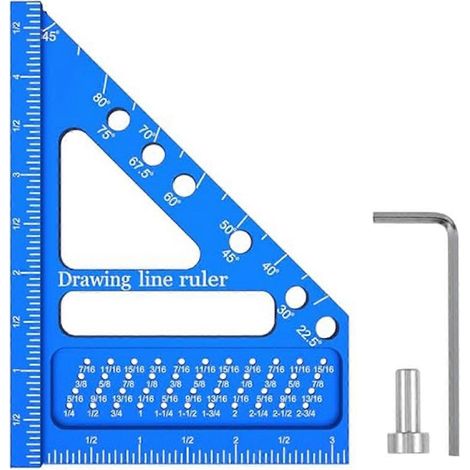 Équerre de charpentier multi-angles avec repère d'angle, équerre de menuisier, règle de traçage et de mesure - FFY (1/4)