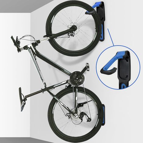Support mural vélo robuste, fixation acier facile, rangement gain de place pour garage, crochet vélo noir bleu, porte-vélos mural pratique, 1 pièce. (1/5)