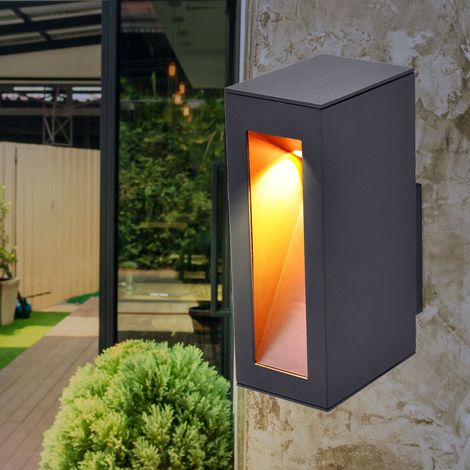 Wandleuchte Außenlampe Alu Fassadenleuchte anthrazit LED Haustürlampe, 7W 650lm warmweiß, BxH 7,1x19 cm
