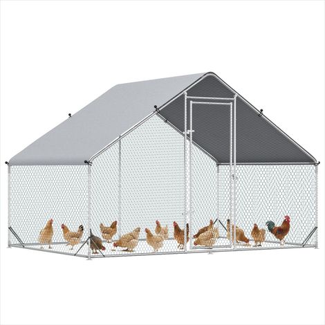 Poulailler Enclos 6 m² acier galvanisé avec abri couvert 3 x 2 x (1/5)