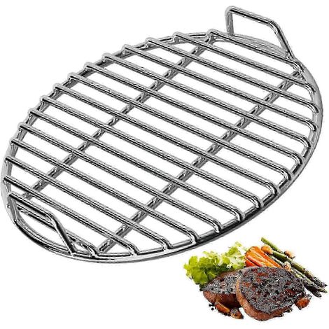 Grille de barbecue en acier inoxydable de 40 cm avec poignée, grilles rondes extra épaisses en métal. Compatible avec le charbon de bois, le fumoir et le feu de camp. (1/5)