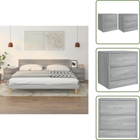 Mesita de noche con cajones - vidaXL Mesitas de noche 2 uds madera ingeniería gris Sonoma 40x30x40cm - Mesita de noche para dormitorio