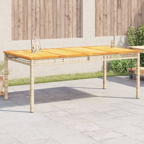 Mesa de jardín ratán sintético madera acacia beige 180x90x75 cm vidaXL (1/5)