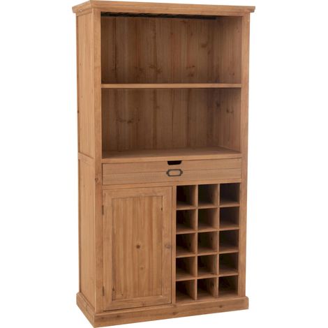 Meuble de rangement bois naturel avec casiers et porte élégante - Bois naturel chaleureux (1/5)