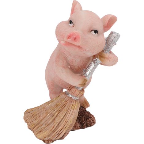 Figurine de cochon miniature en résine durable de qualité supérieure, style champêtre, idéale pour balayer le sol. (1/5)