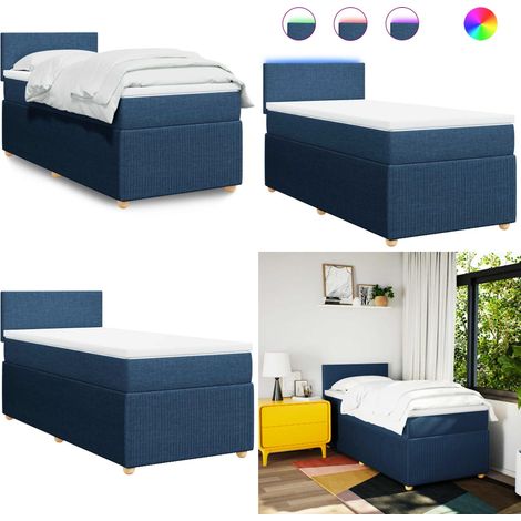 vidaXL Boxspringbett mit Matratze Blau 80x200 cm Stoff (1/5)