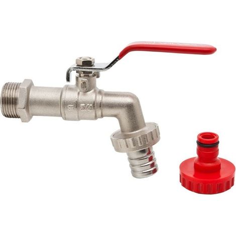 Valvola a sfera Oligo con strozzatore a leva in acciaio (DSt) con estremità del tubo e connettore rapido, nichelata 1/2" (1/4)