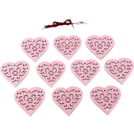 10 hölzerne Herzen in Liebesform, dekorative Hängeornamente, Bastelideen für den Valentinstag, Set mit 10 Stück.