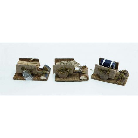 Disp.Carrettino C/Paglia/Botte/Sacco Juta Cm.9,5X6X4,5H 3 Mod.Ass. decorazione di Natale