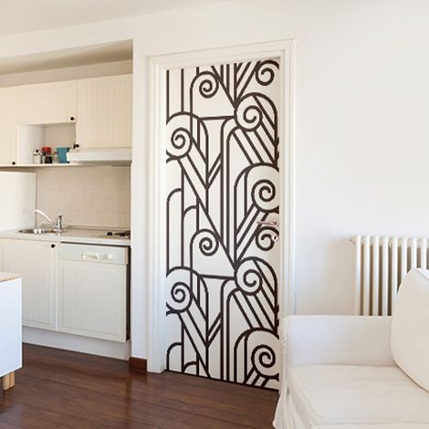 Sticker Autocollant Vitrail Porte Wall Sweet Home, 204 cm X 83 cm - Déco Intérieure Blanc (1/4)