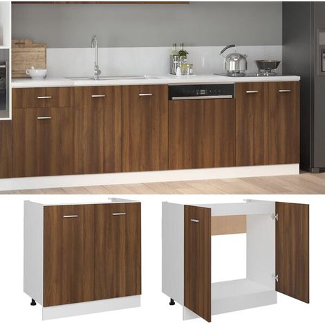 Meuble de Salle de Bain 80 cm avec Lavabo Intégré, Style Chêne Naturel, Bois d'Ingénierie Robuste, Design Suspendu Moderne 46x81.5 cm (1/5)