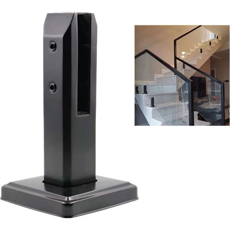 Morsetti in vetro neri, adatti per scale telai di supporto in vetro in acciaio inox, applicabili a ringhiere per piscine, corrimano in vetro e balconi. (1/4)