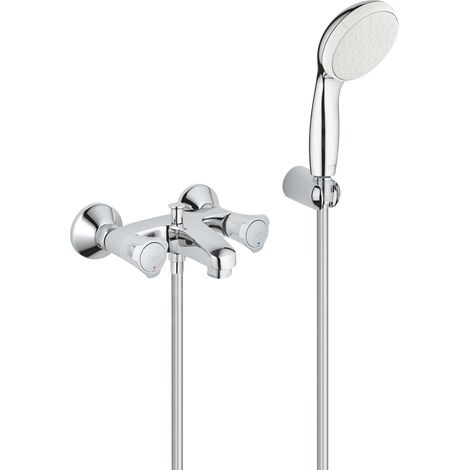 Robinet de baignoire à 2 poignées Costa 254601 avec ensemble de support mural Tempesta en chrome (1/3)