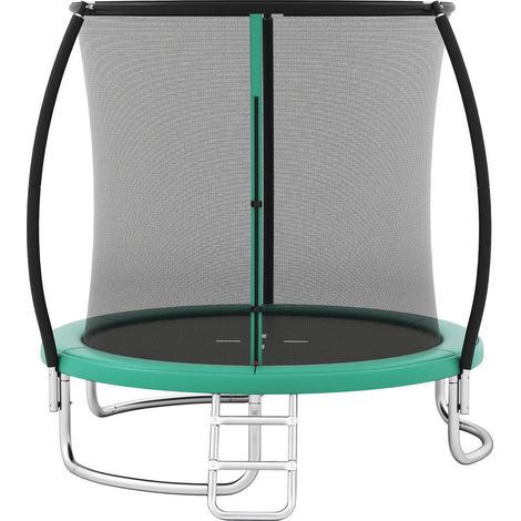 Design à poteaux courbés, trampoline de jardin 8 pieds avec filet de sécurité, échelle et cadre en acier galvanisé (1/5)